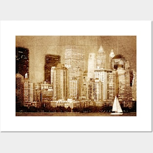 Vintage skyline of New York Posters and Art